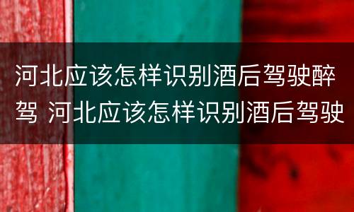 河北应该怎样识别酒后驾驶醉驾 河北应该怎样识别酒后驾驶醉驾的人