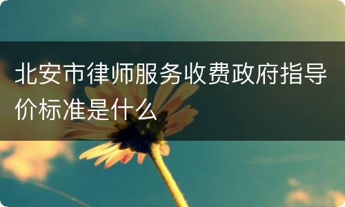 北安市律师服务收费政府指导价标准是什么
