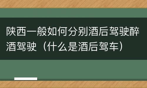陕西一般如何分别酒后驾驶醉酒驾驶（什么是酒后驾车）