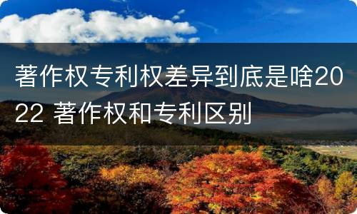 著作权专利权差异到底是啥2022 著作权和专利区别