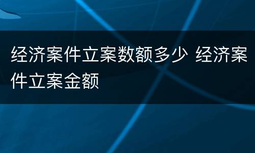 经济案件立案数额多少 经济案件立案金额