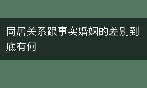 同居关系跟事实婚姻的差别到底有何