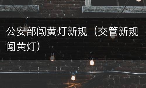 公安部闯黄灯新规（交管新规闯黄灯）