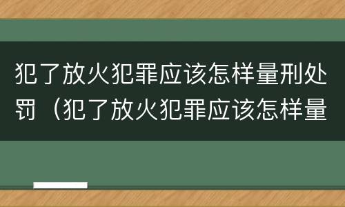 犯了放火犯罪应该怎样量刑处罚（犯了放火犯罪应该怎样量刑处罚呢）