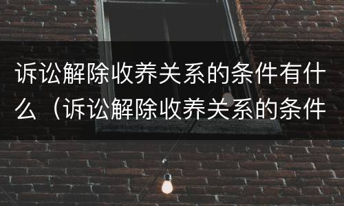 诉讼解除收养关系的条件有什么（诉讼解除收养关系的条件有什么限制）