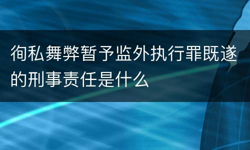 徇私舞弊暂予监外执行罪既遂的刑事责任是什么