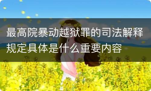 最高院暴动越狱罪的司法解释规定具体是什么重要内容