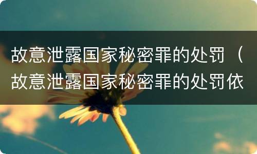 故意泄露国家秘密罪的处罚（故意泄露国家秘密罪的处罚依据）