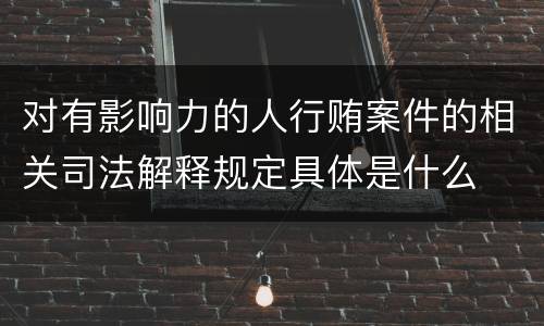 对有影响力的人行贿案件的相关司法解释规定具体是什么