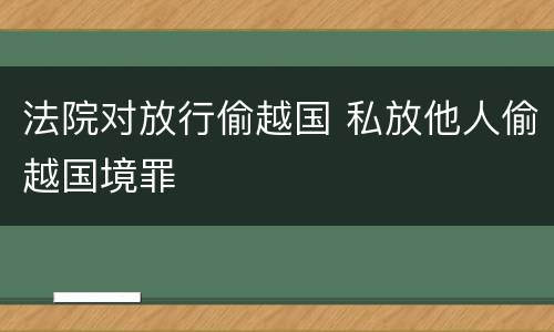 法院对放行偷越国 私放他人偷越国境罪