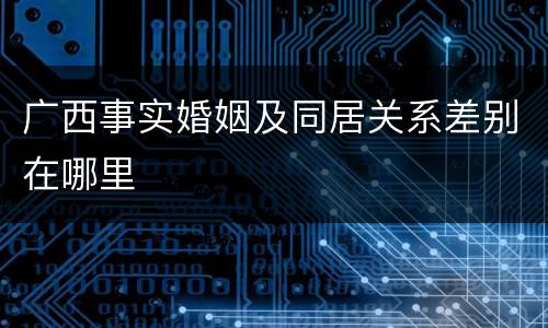 广西事实婚姻及同居关系差别在哪里
