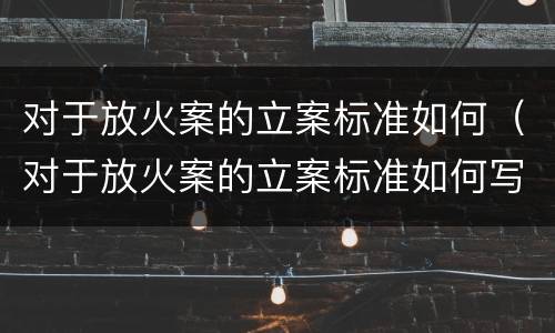对于放火案的立案标准如何（对于放火案的立案标准如何写）