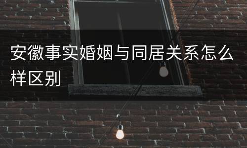 安徽事实婚姻与同居关系怎么样区别
