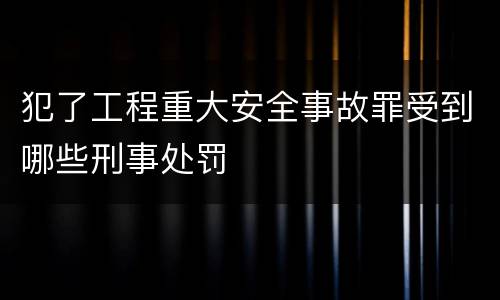 犯了工程重大安全事故罪受到哪些刑事处罚