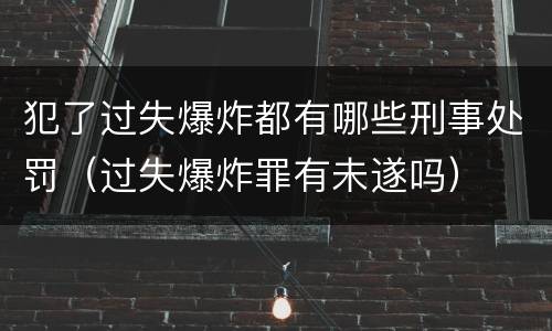 犯了过失爆炸都有哪些刑事处罚（过失爆炸罪有未遂吗）