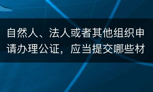 自然人、法人或者其他组织申请办理公证，应当提交哪些材料