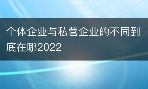 个体企业与私营企业的不同到底在哪2022