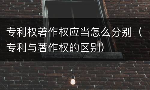 专利权著作权应当怎么分别（专利与著作权的区别）