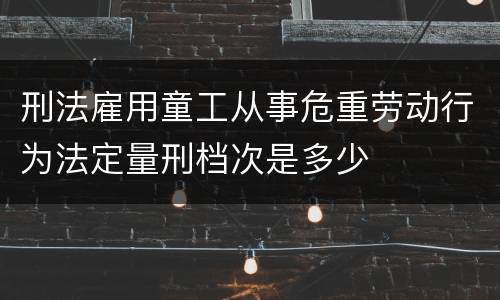 刑法雇用童工从事危重劳动行为法定量刑档次是多少
