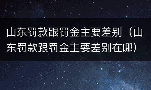 山东罚款跟罚金主要差别（山东罚款跟罚金主要差别在哪）