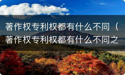 著作权专利权都有什么不同（著作权专利权都有什么不同之处）