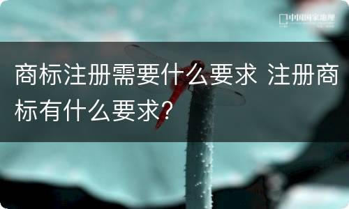 商标注册需要什么要求 注册商标有什么要求?