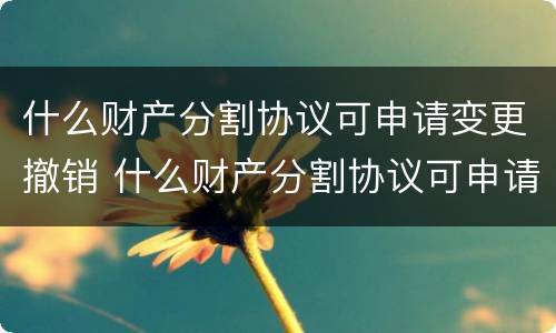 什么财产分割协议可申请变更撤销 什么财产分割协议可申请变更撤销案件
