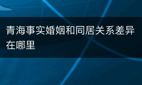 青海事实婚姻和同居关系差异在哪里
