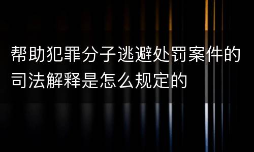 帮助犯罪分子逃避处罚案件的司法解释是怎么规定的