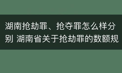 湖南抢劫罪、抢夺罪怎么样分别 湖南省关于抢劫罪的数额规定