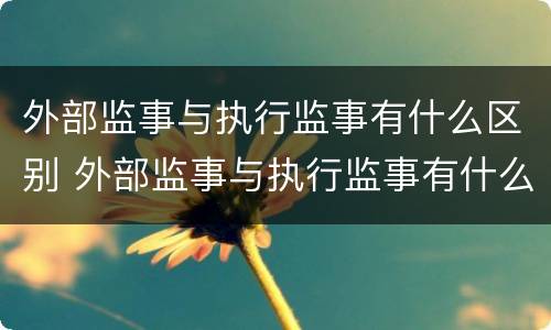 外部监事与执行监事有什么区别 外部监事与执行监事有什么区别呢