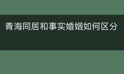 青海同居和事实婚姻如何区分
