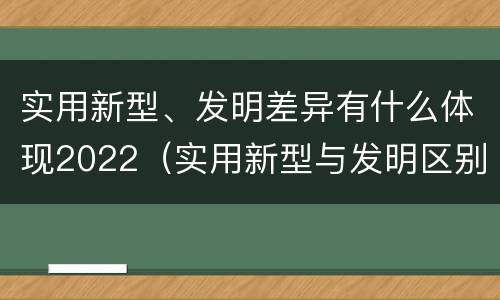 实用新型、发明差异有什么体现2022(实用新型与发明区别)