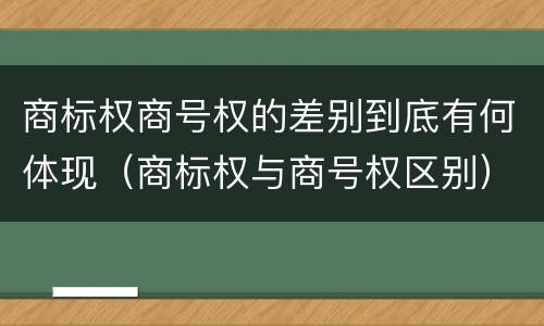 商标权商号权的差别到底有何体现(商标权与商号权区别)