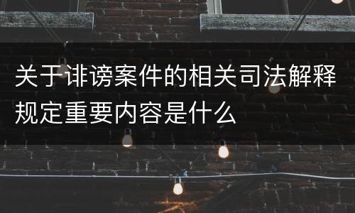 关于诽谤案件的相关司法解释规定重要内容是什么