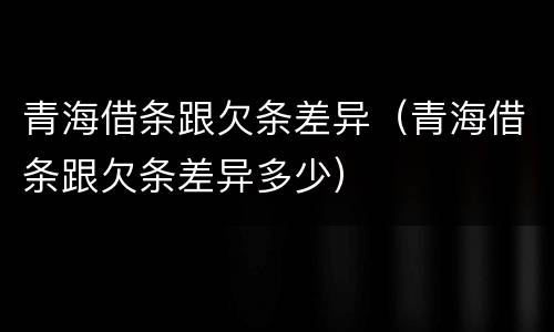 青海借条跟欠条差异（青海借条跟欠条差异多少）