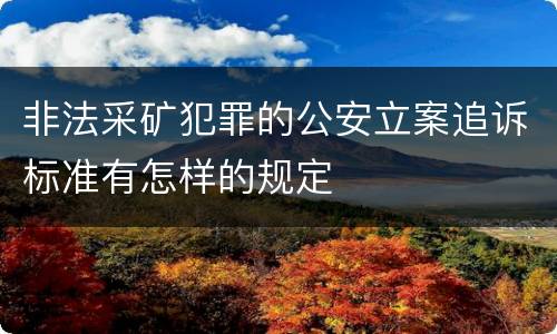 非法采矿犯罪的公安立案追诉标准有怎样的规定