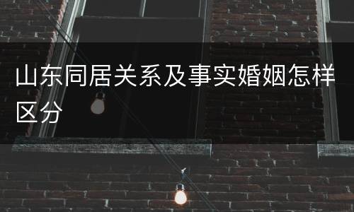 山东同居关系及事实婚姻怎样区分