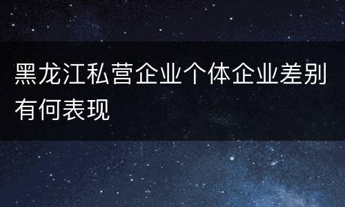 黑龙江私营企业个体企业差别有何表现