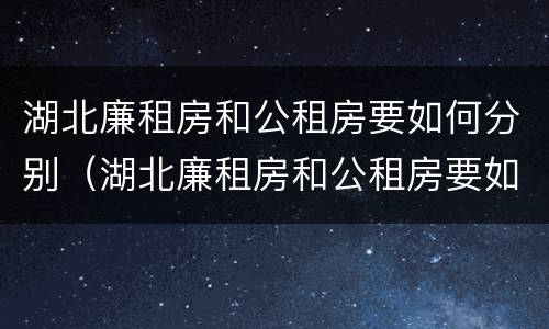 湖北廉租房和公租房要如何分别（湖北廉租房和公租房要如何分别购买）