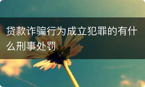 贷款诈骗行为成立犯罪的有什么刑事处罚