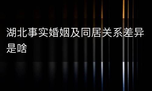 湖北事实婚姻及同居关系差异是啥