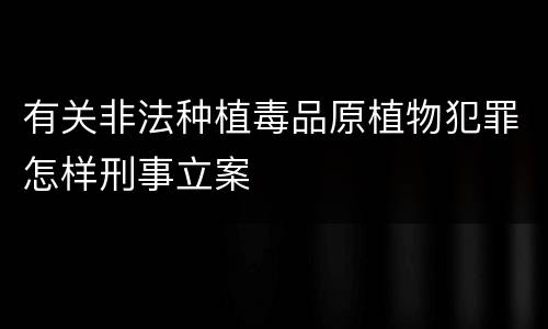 有关非法种植毒品原植物犯罪怎样刑事立案