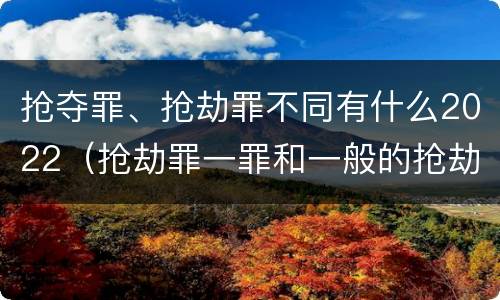 抢夺罪、抢劫罪不同有什么2022（抢劫罪一罪和一般的抢劫罪）