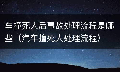 车撞死人后事故处理流程是哪些（汽车撞死人处理流程）