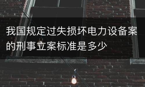 我国规定过失损坏电力设备案的刑事立案标准是多少
