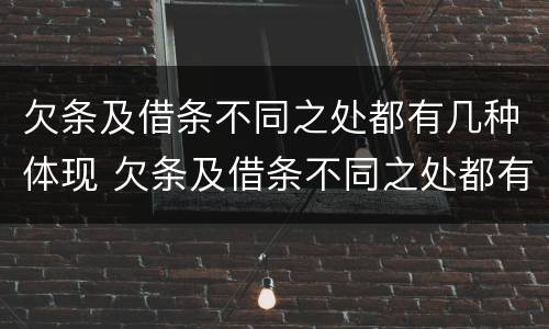欠条及借条不同之处都有几种体现 欠条及借条不同之处都有几种体现法律效力