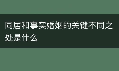 同居和事实婚姻的关键不同之处是什么