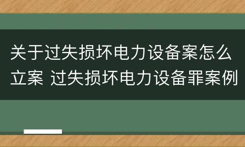 关于过失损坏电力设备案怎么立案 过失损坏电力设备罪案例