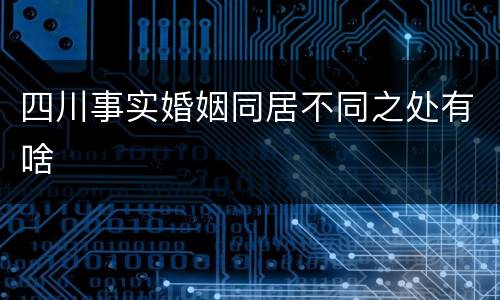 四川事实婚姻同居不同之处有啥